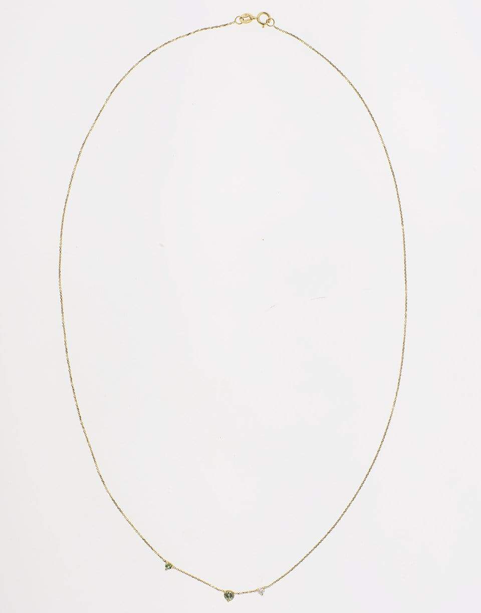 WWAKE-Green Tourmaline Three Step Necklace-YELLOW GOLD