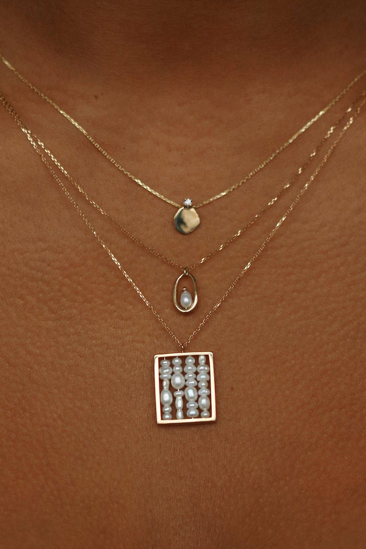 WWAKE-Small Pearl Weaving Necklace-YELLOW GOLD