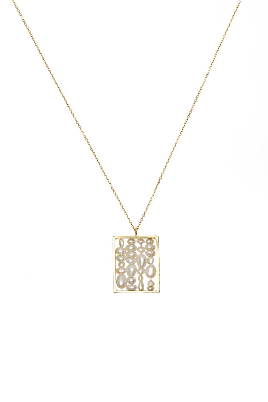 WWAKE-Small Pearl Weaving Necklace-YELLOW GOLD