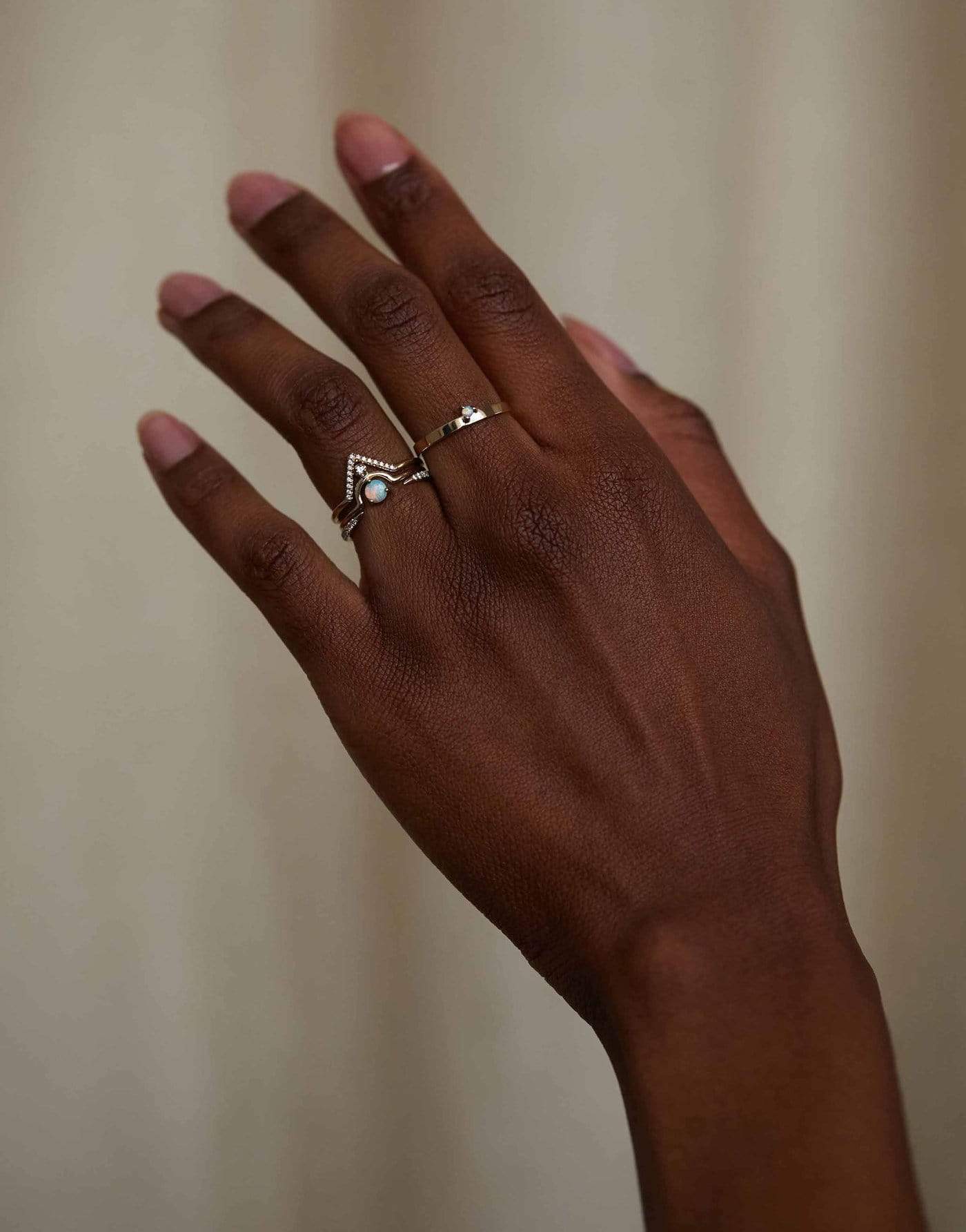 WWAKE-Micropave Triangle Ring-YELLOW GOLD