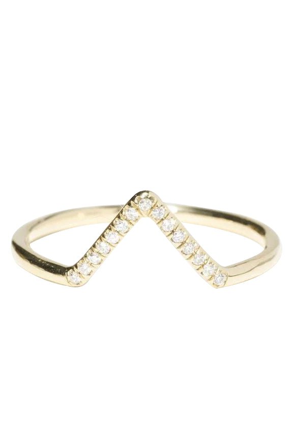 WWAKE-Micropave Triangle Ring-YELLOW GOLD