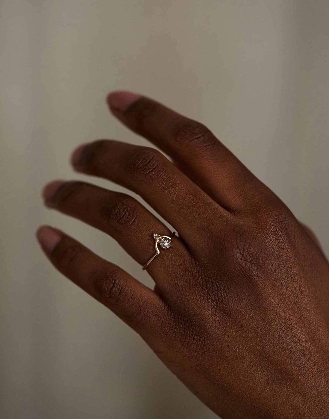 WWAKE-Nestled Rose Cut Diamond Ring-YELLOW GOLD