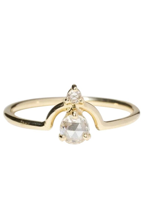 WWAKE-Nestled Rose Cut Diamond Ring-YELLOW GOLD