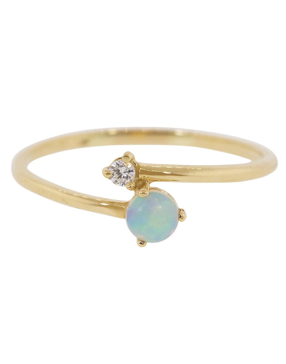 WWAKE-Opal and Diamond Crossover Ring-YELLOW GOLD