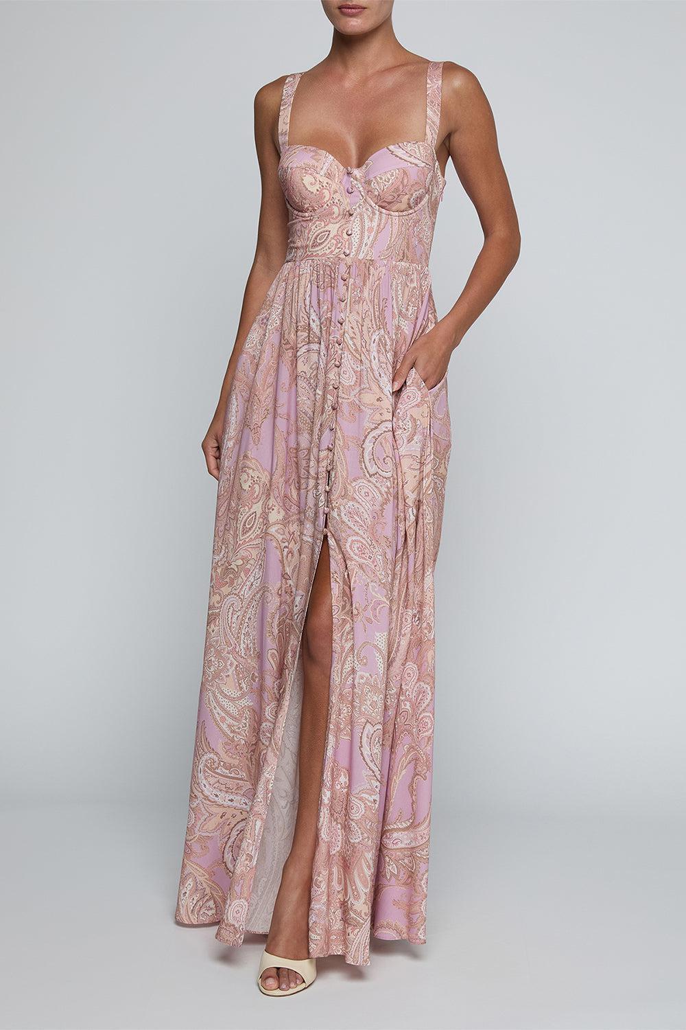 Rosette Maxi Dress-PINK-XS-CLOTHINGDRESSCASUAL-L'AGENCE
