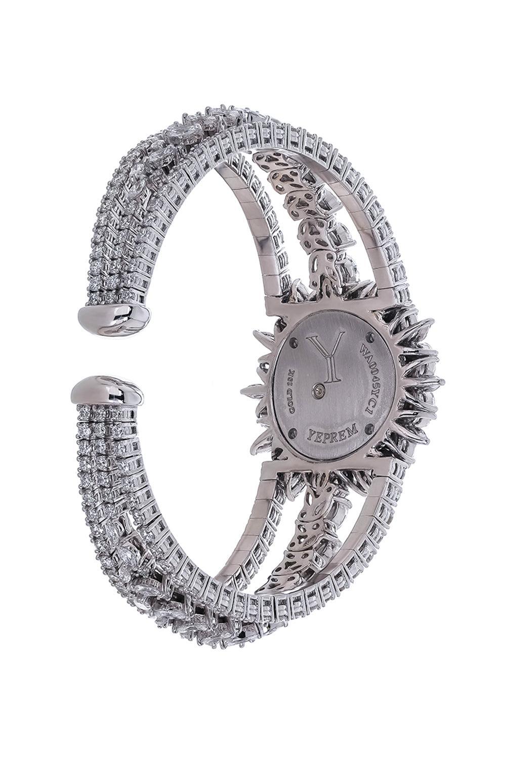 Diamond Three Band Watch-WHITE GOLD-ACCESSORIEWATCHES-YEPREM JEWELLERY
