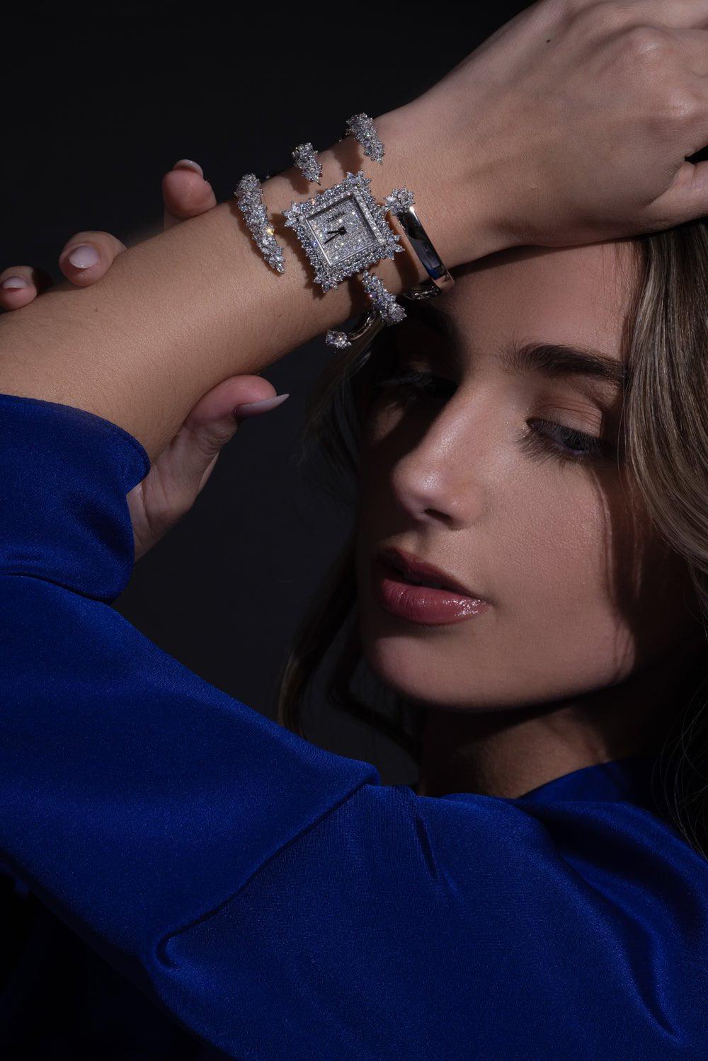 YEPREM JEWELLERY-Marquise Diamond Square Watch-