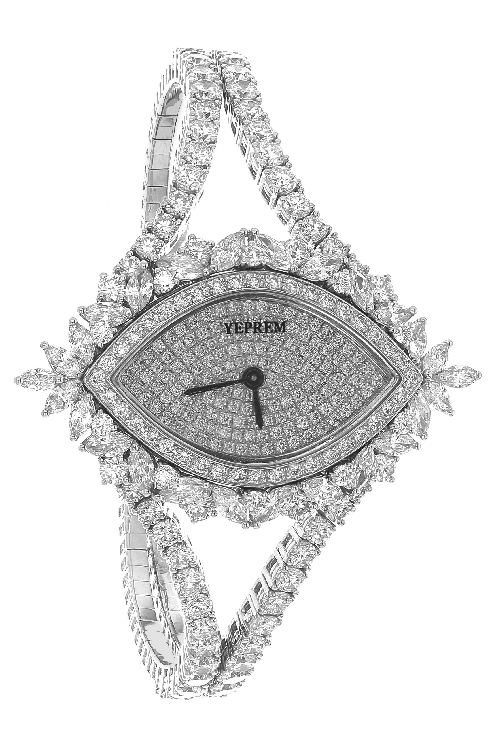 YEPREM JEWELLERY-Marquise Round Diamond Watch-WHITE GOLD