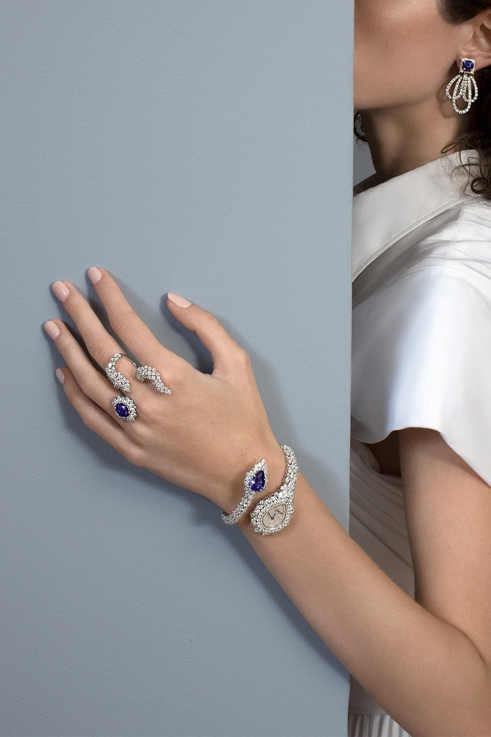 YEPREM JEWELLERY-Tanzanite Diamond Watch-WHITE GOLD