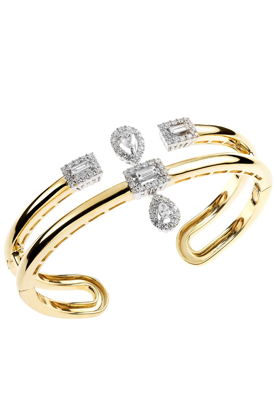 YEPREM JEWELLERY-Baguette Diamond Bangle-YELLOW GOLD