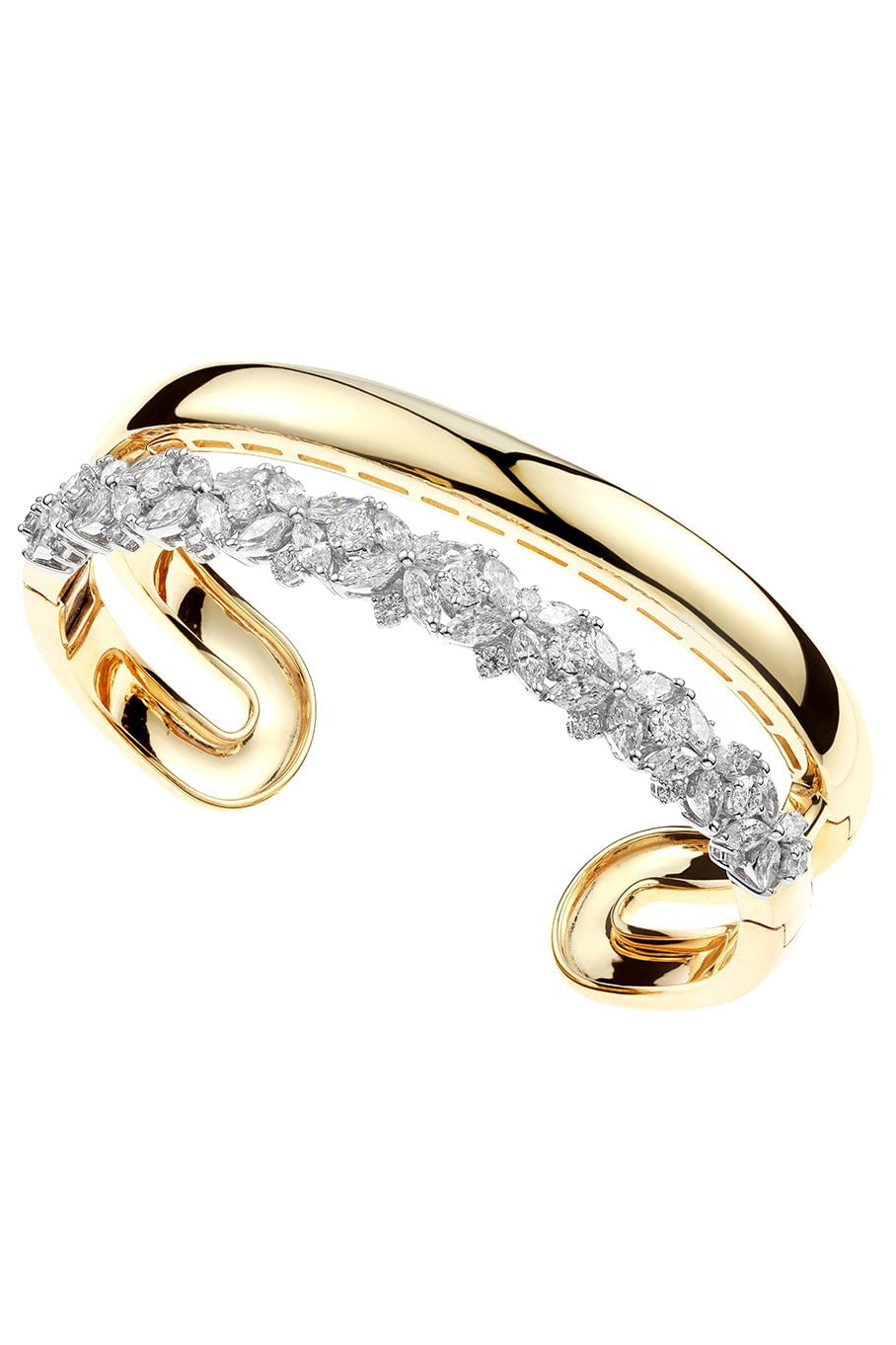 YEPREM JEWELLERY-Diamond Double Cuff-YELLOW GOLD