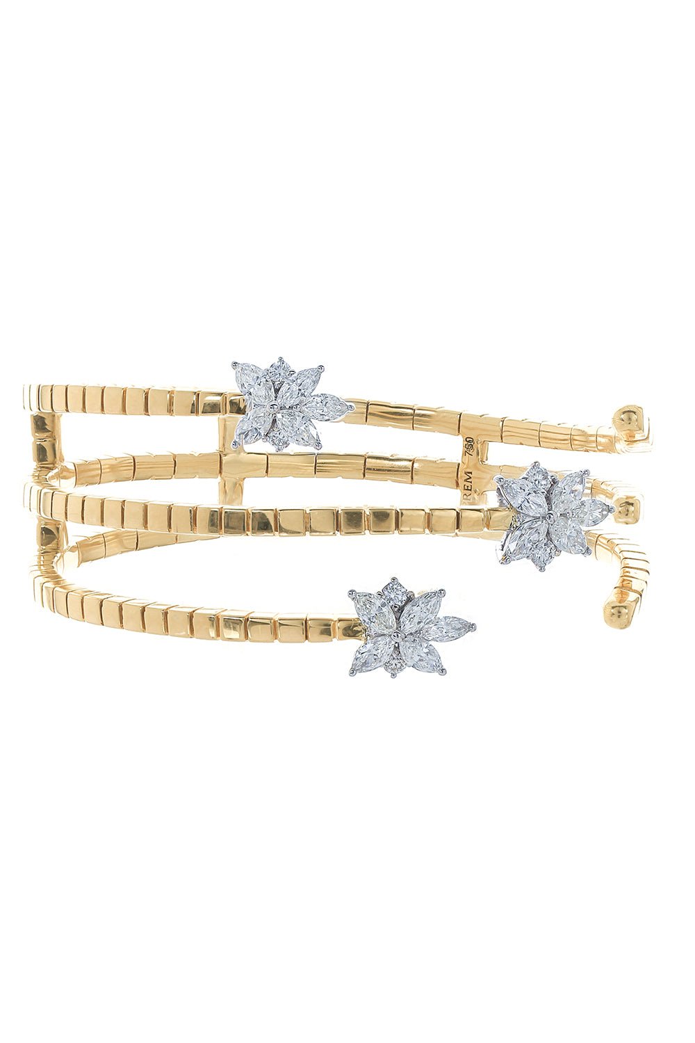 YEPREM JEWELLERY-Flower Open Bangle Bracelet-YELLOW GOLD