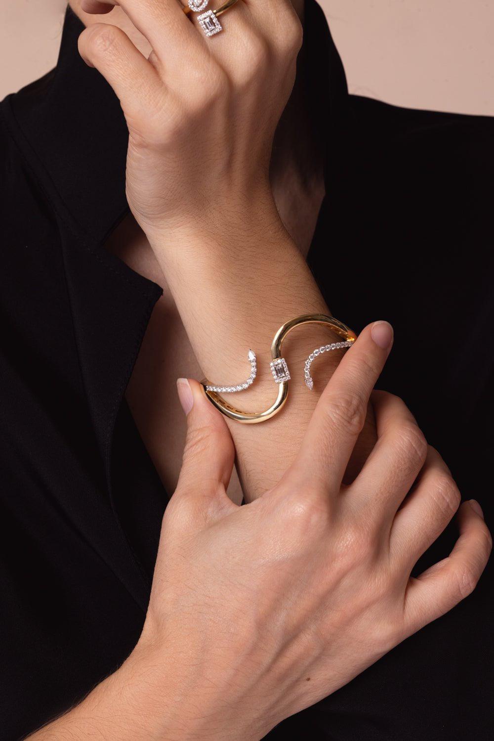 YEPREM JEWELLERY-Golden Strada Bangle Bracelet-YELLOW GOLD