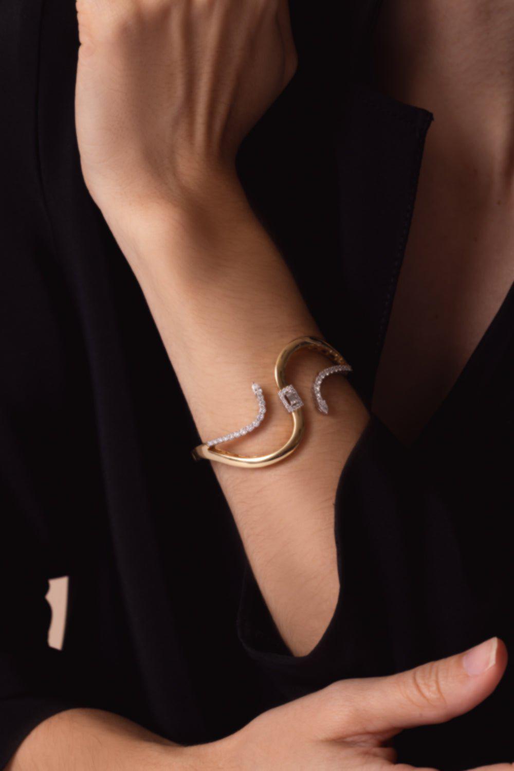 YEPREM JEWELLERY-Golden Strada Bangle Bracelet-YELLOW GOLD