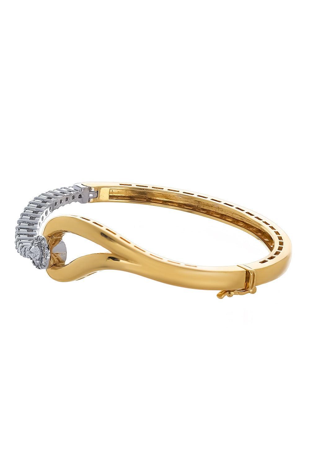 Pearl Diamond Loop Bracelet-YELLOW GOLD-JEWELRYFINE JEWELBRACELET O-YEPREM JEWELLERY