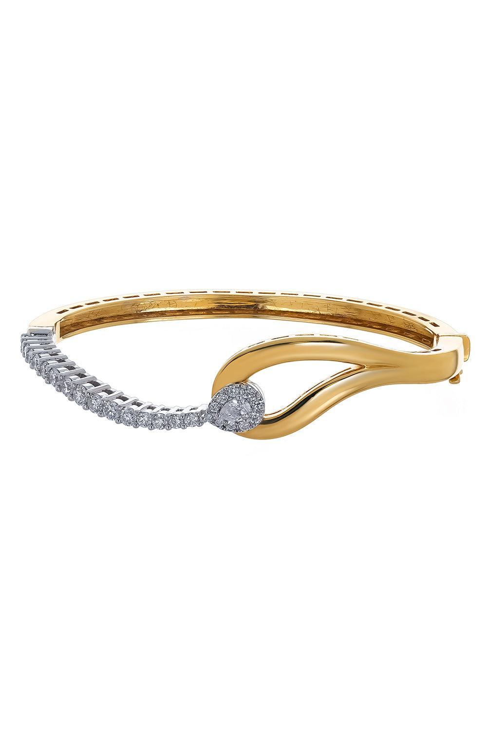 Pearl Diamond Loop Bracelet-YELLOW GOLD-JEWELRYFINE JEWELBRACELET O-YEPREM JEWELLERY