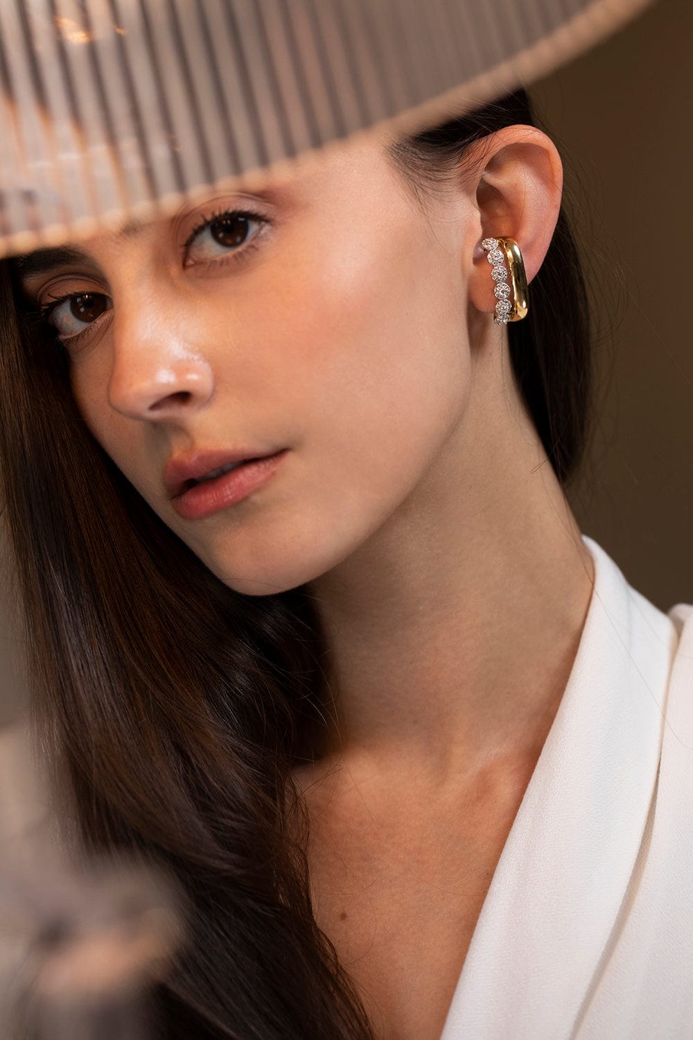 YEPREM JEWELLERY-Diamond and Gold Two-Row Earclips-ROSE GOLD