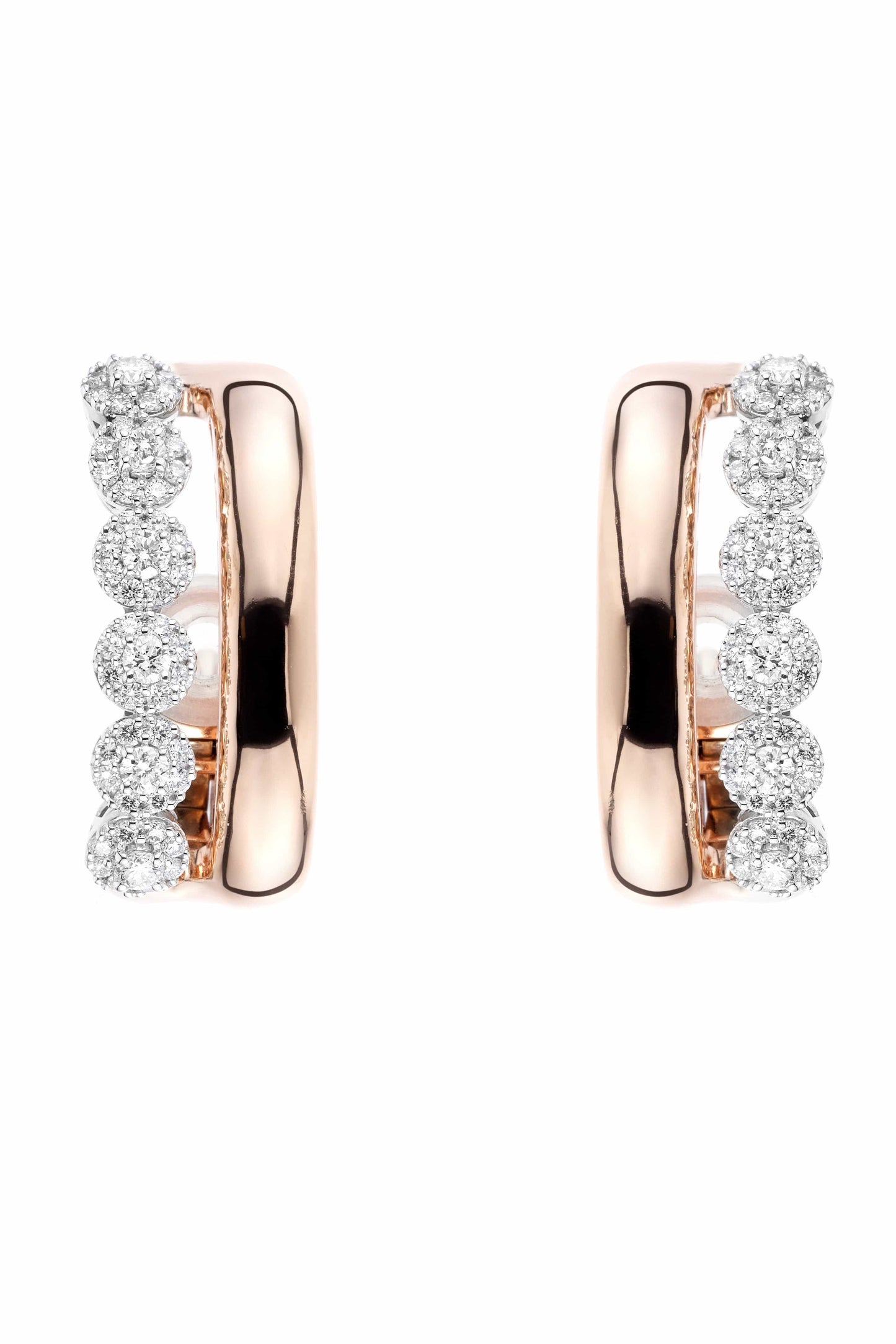 YEPREM JEWELLERY-Diamond and Gold Two-Row Earclips-ROSE GOLD