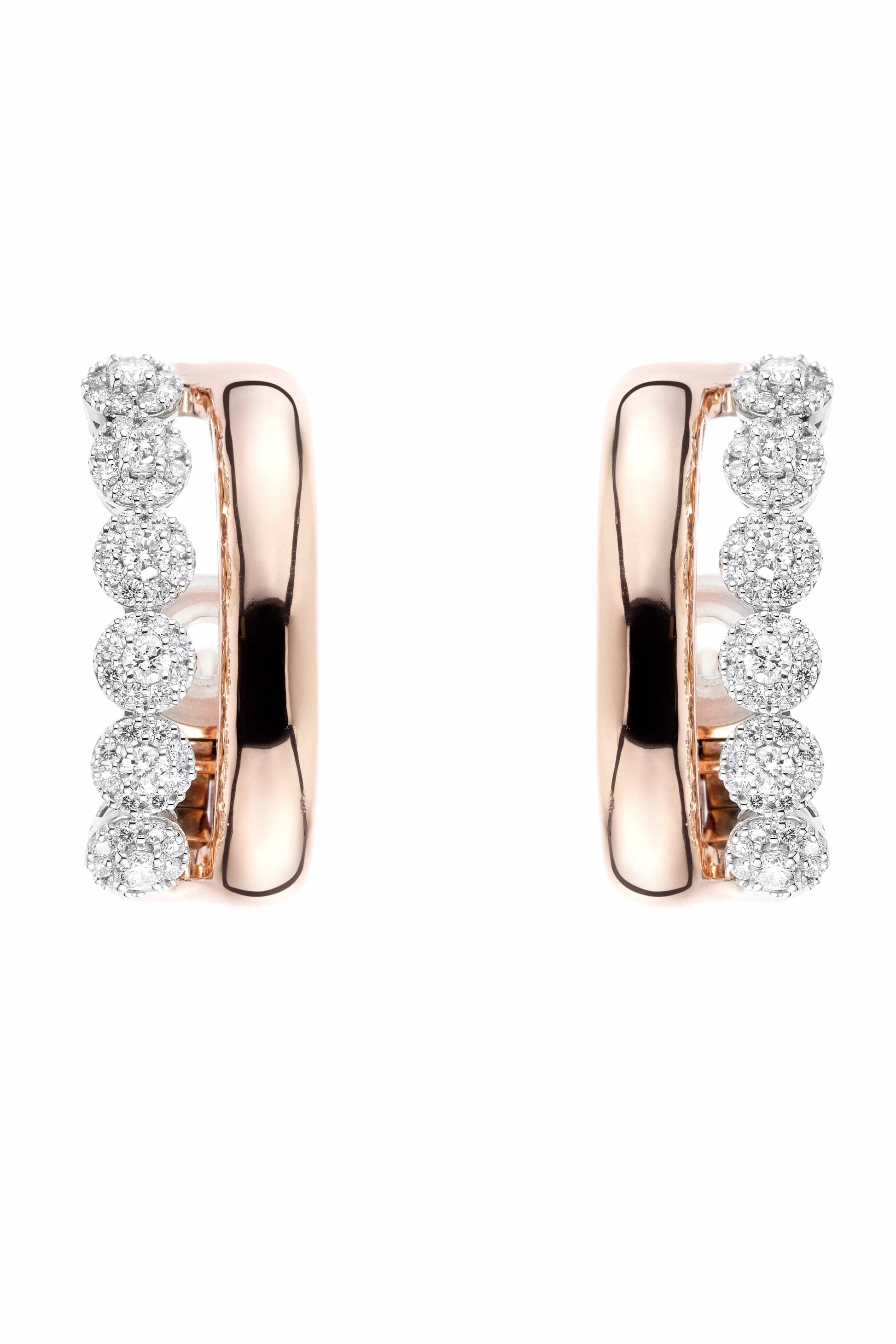 YEPREM JEWELLERY-Diamond and Gold Two-Row Earclips-ROSE GOLD