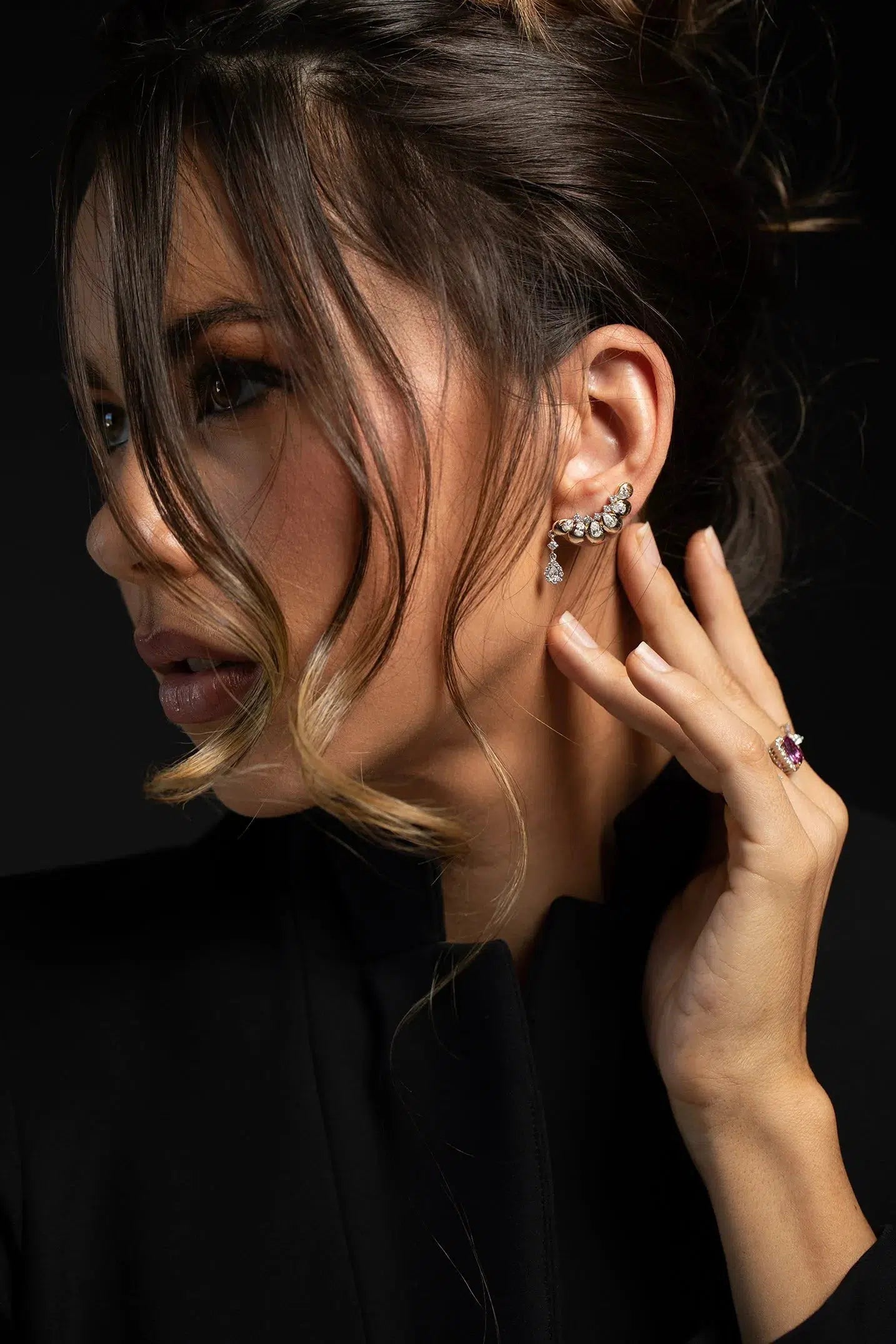 YEPREM JEWELLERY-Diamond Ear Climbers-ROSE GOLD