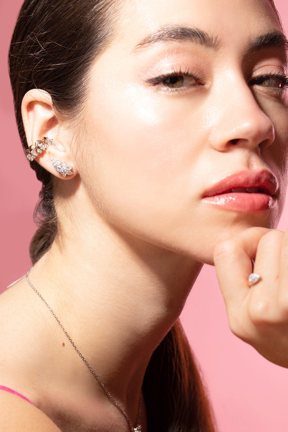 YEPREM JEWELLERY-Diamond Pear Earcuff-ROSE GOLD