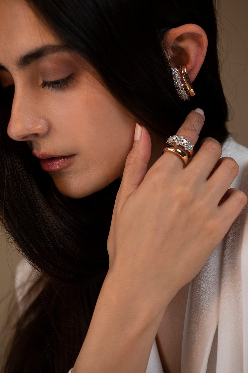 YEPREM JEWELLERY-Marquise Diamond Earrings-ROSE GOLD
