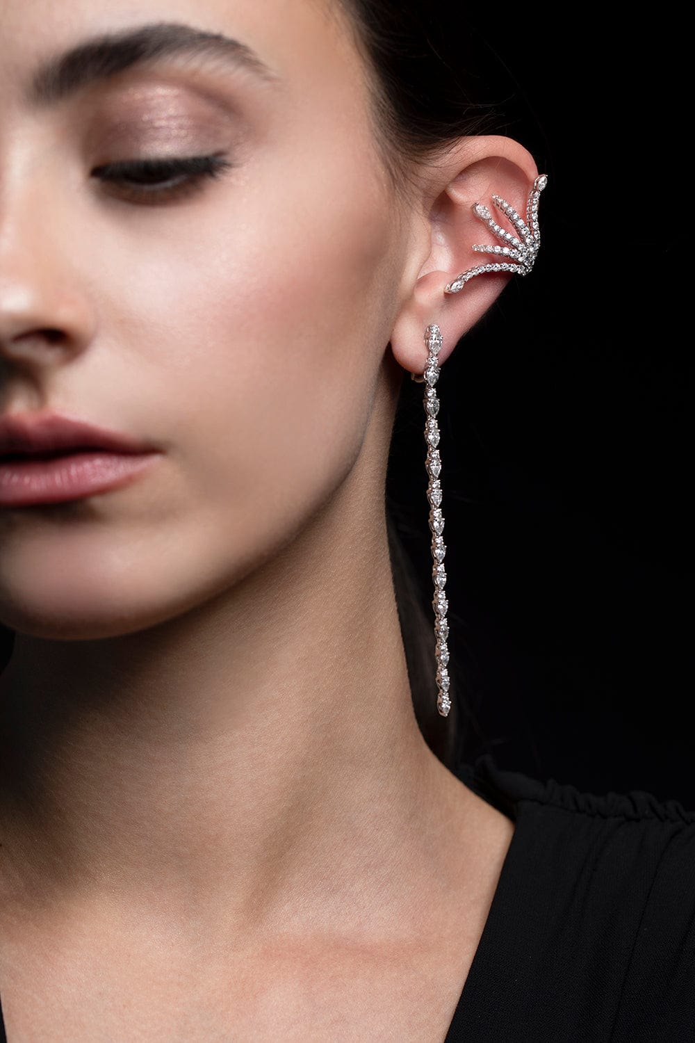 YEPREM JEWELLERY-Diamond Burst Single Earring-WHITE GOLD