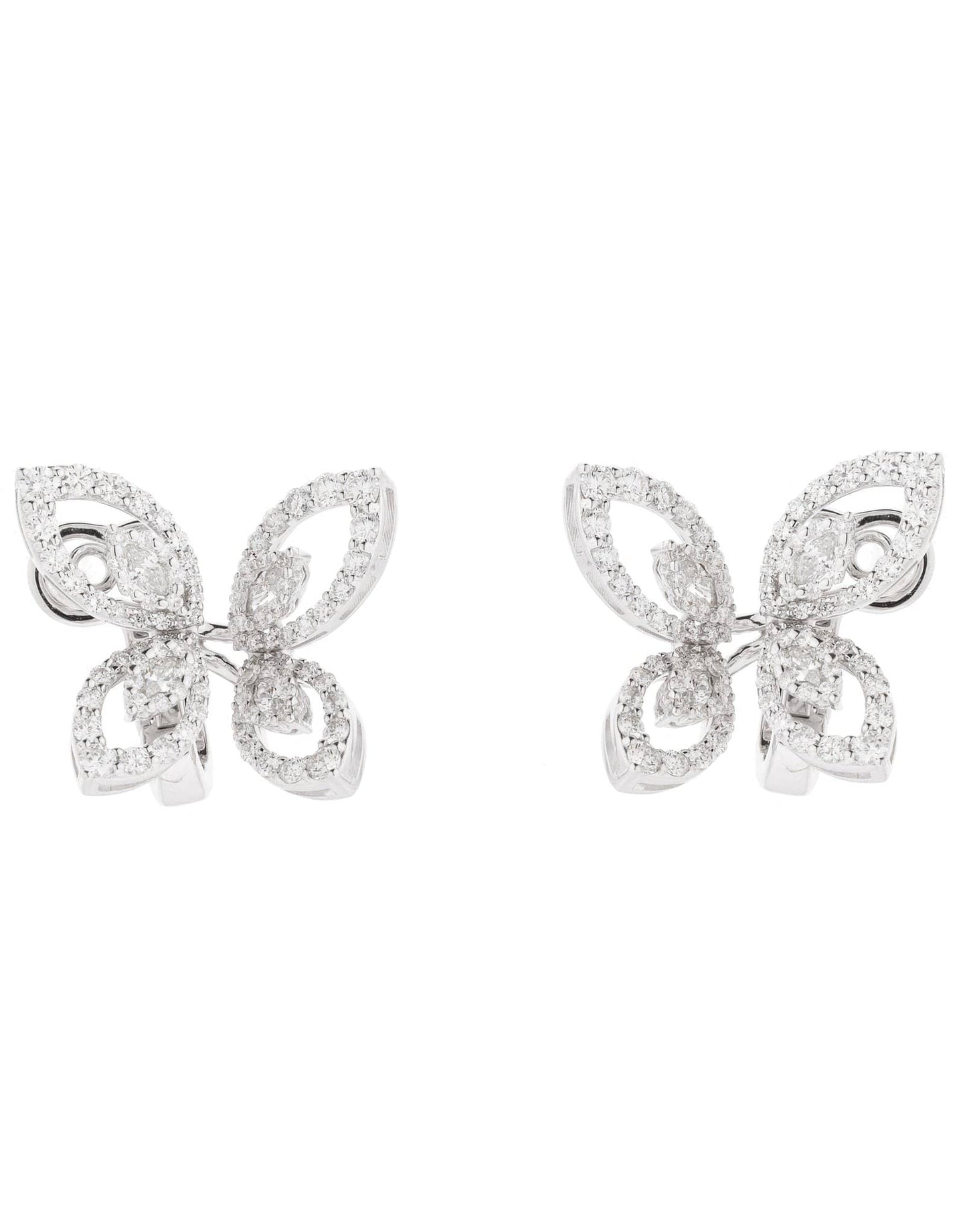 YEPREM JEWELLERY-Diamond Butterfly Earrings-WHITE GOLD