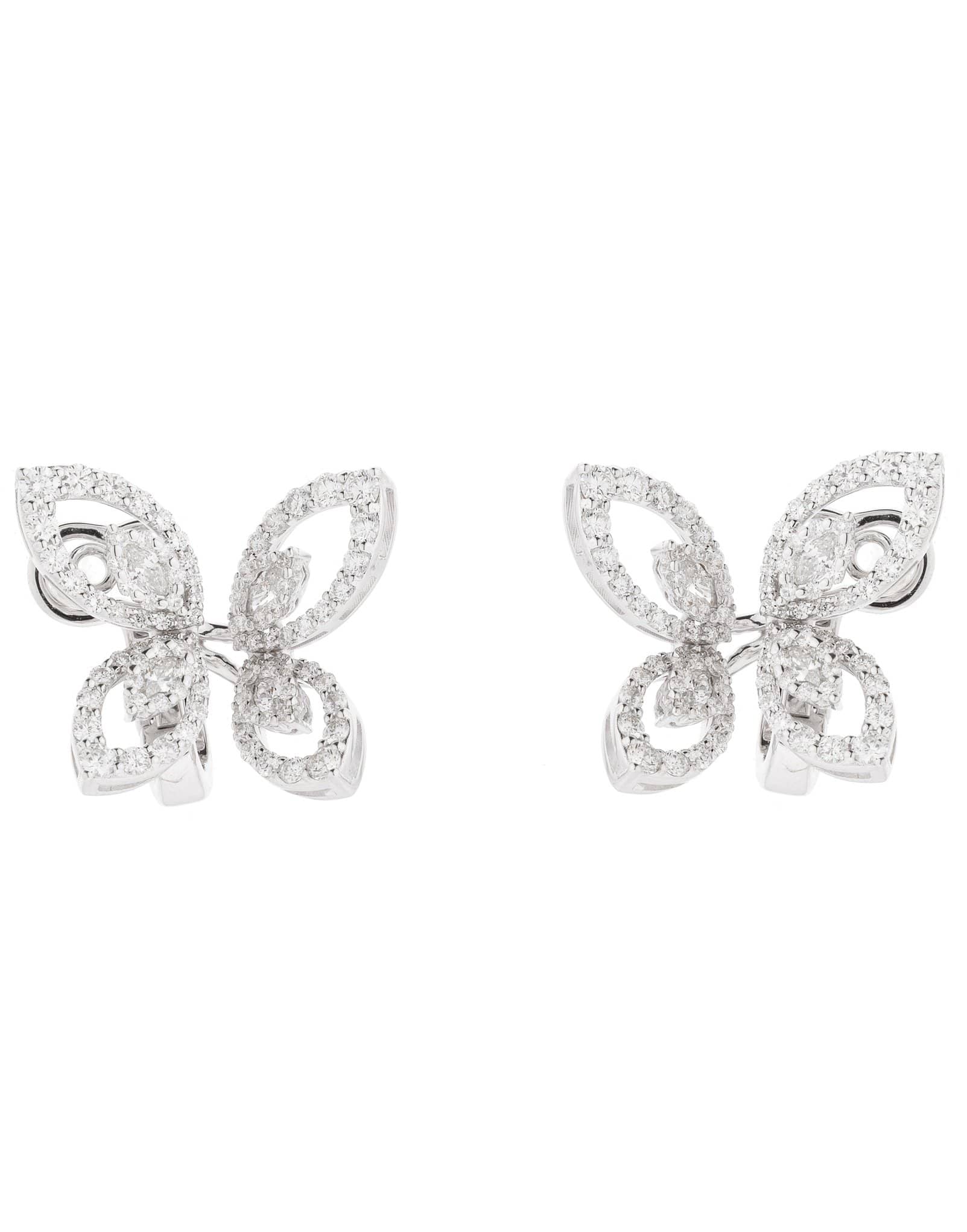 YEPREM JEWELLERY-Diamond Butterfly Earrings-WHITE GOLD
