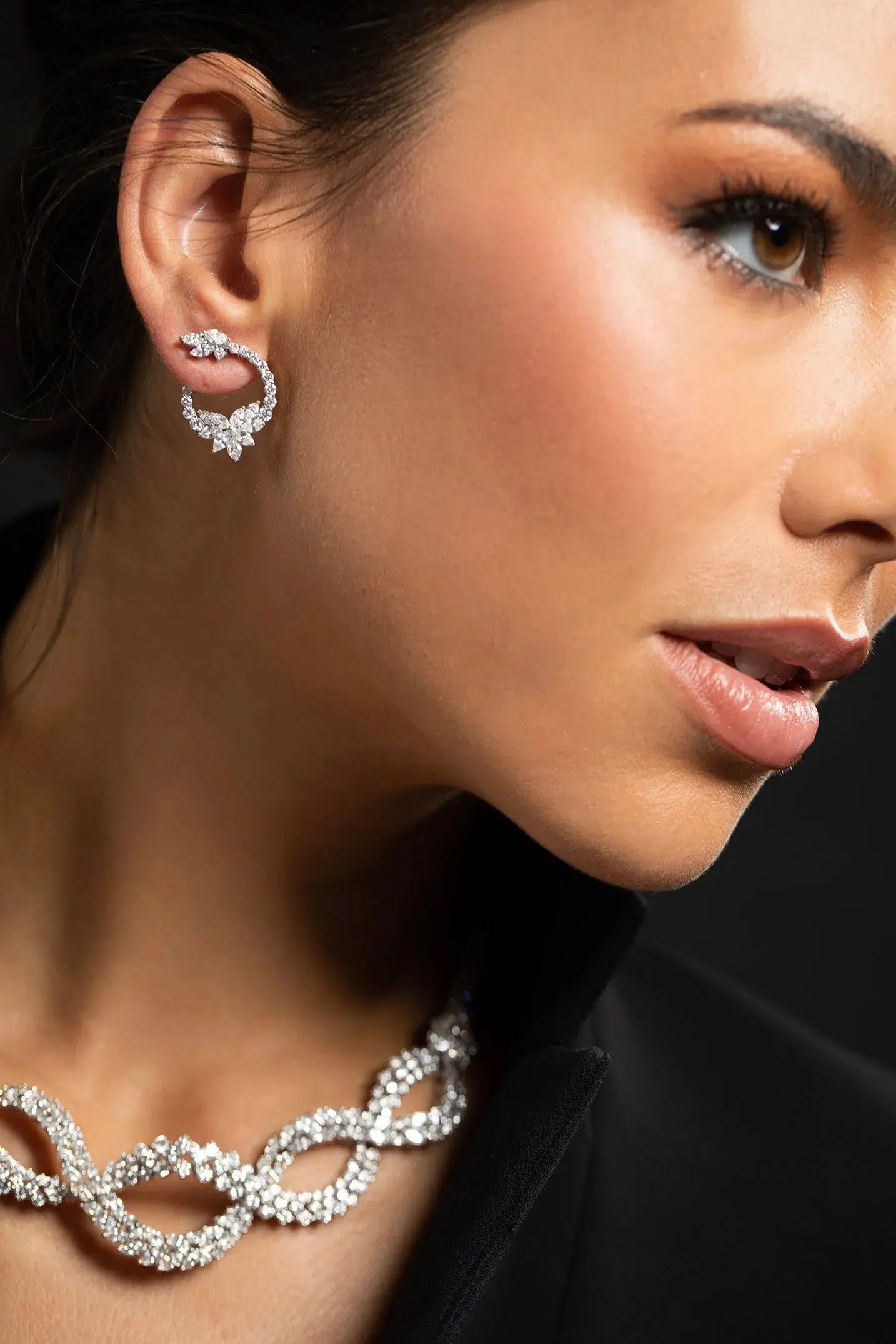 YEPREM JEWELLERY-Diamond Circle Earrings-WHITE GOLD