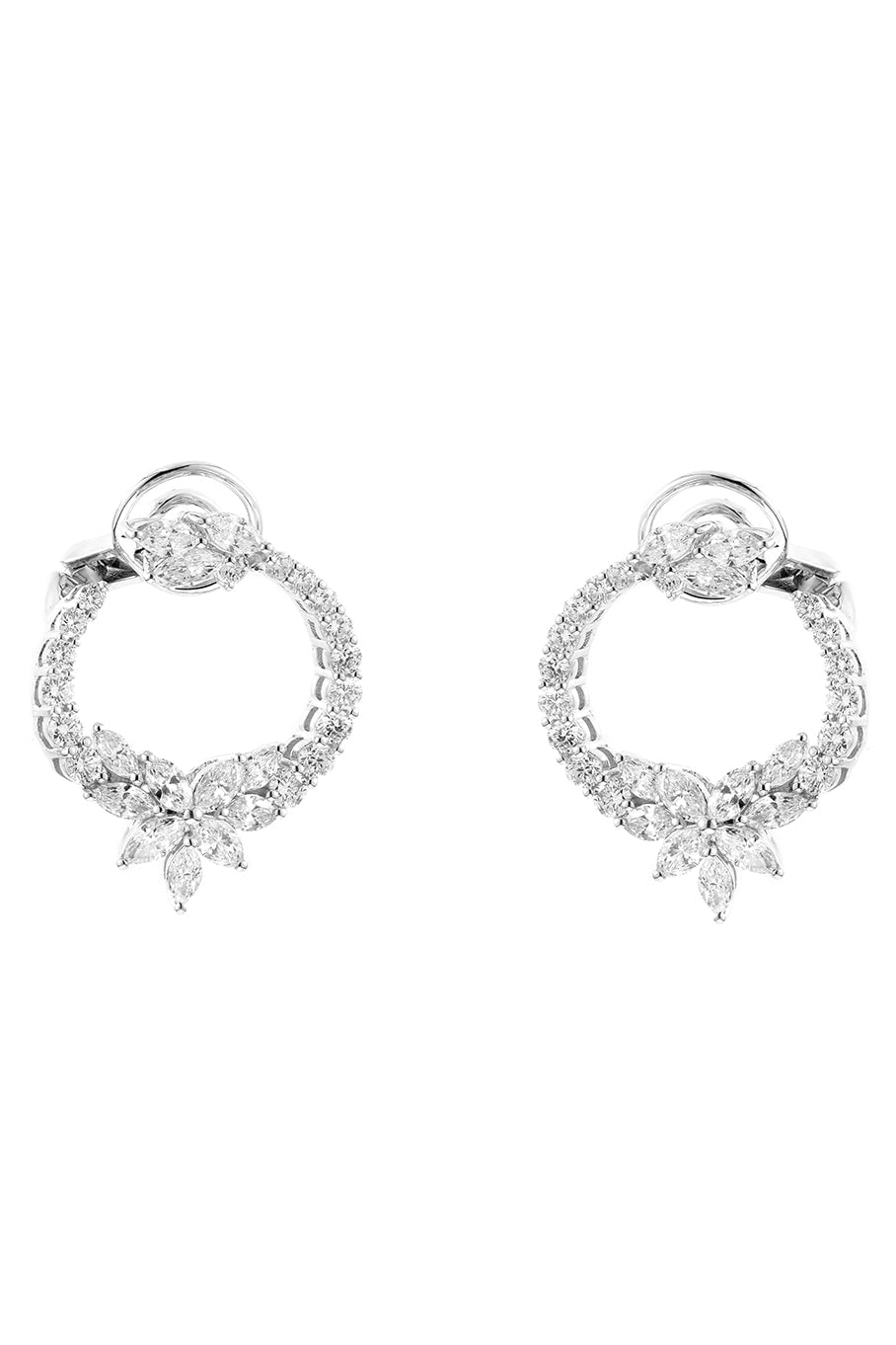 YEPREM JEWELLERY-Diamond Circle Earrings-WHITE GOLD