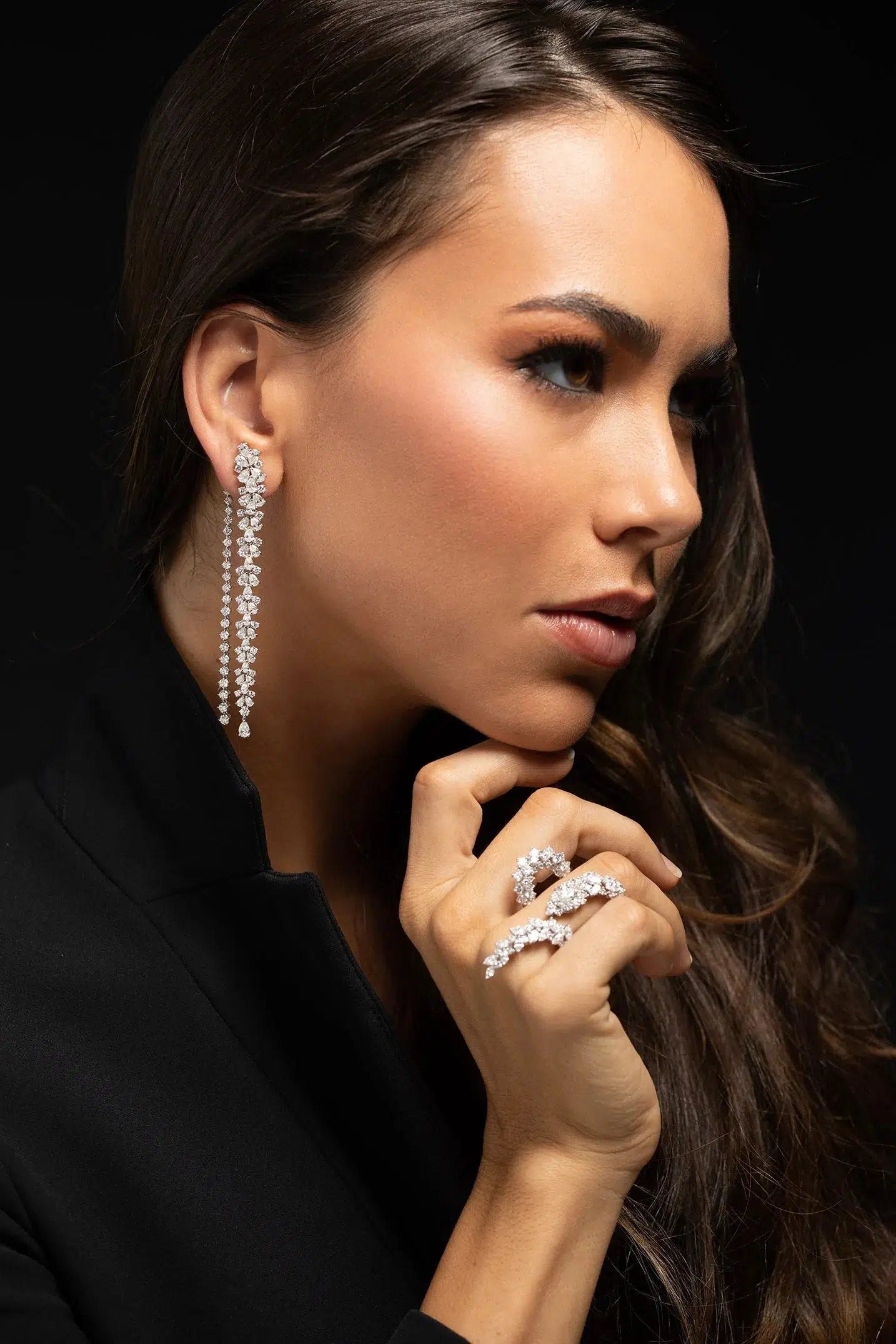 YEPREM JEWELLERY-Diamond Drop Earrings-WHITE GOLD