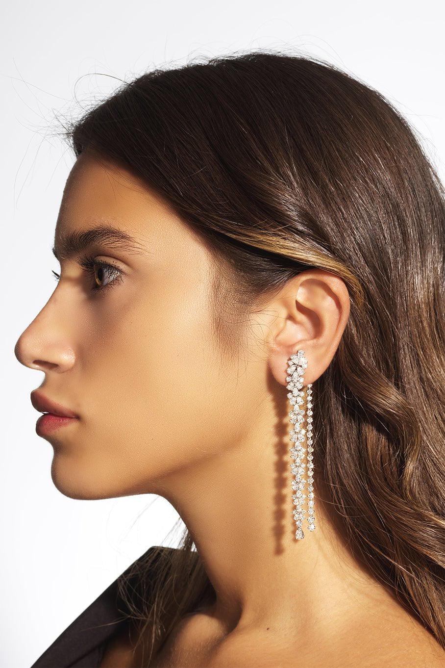 YEPREM JEWELLERY-Diamond Drop Earrings-WHITE GOLD