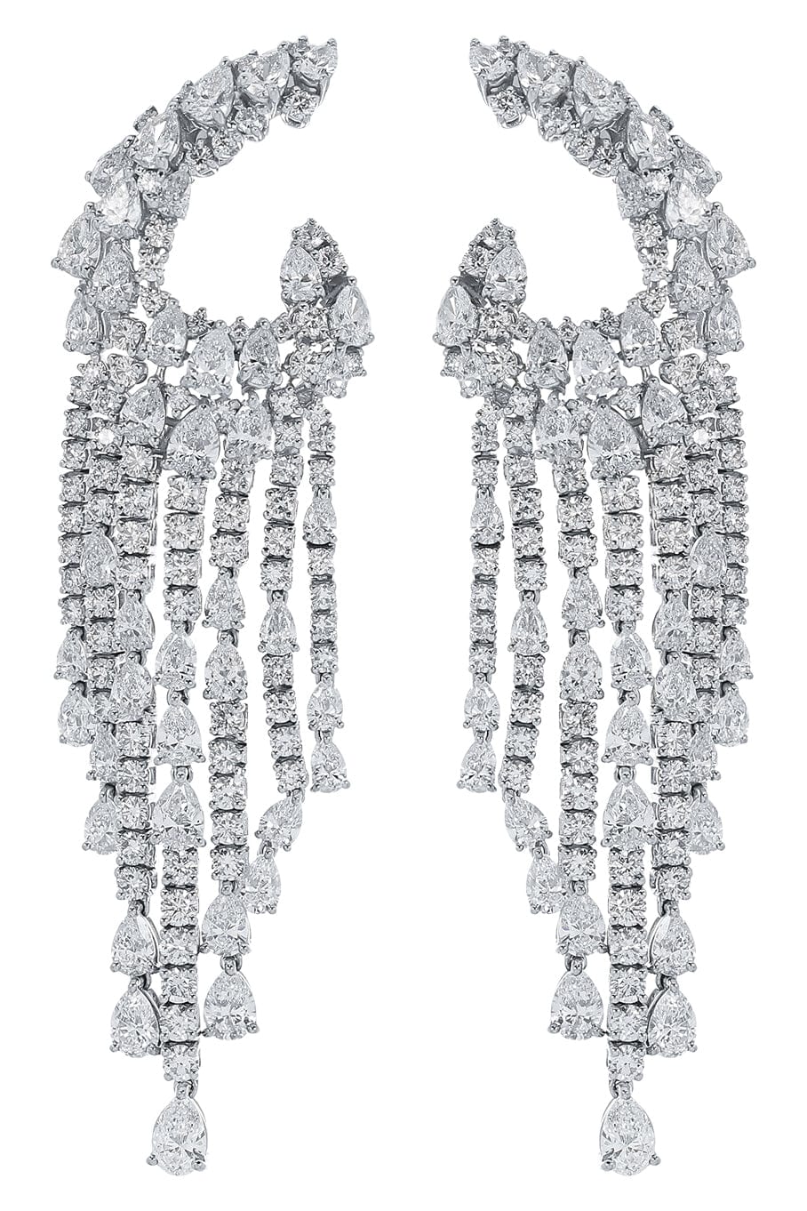 YEPREM JEWELLERY-Diamond Fringe Earrings-WHITE GOLD