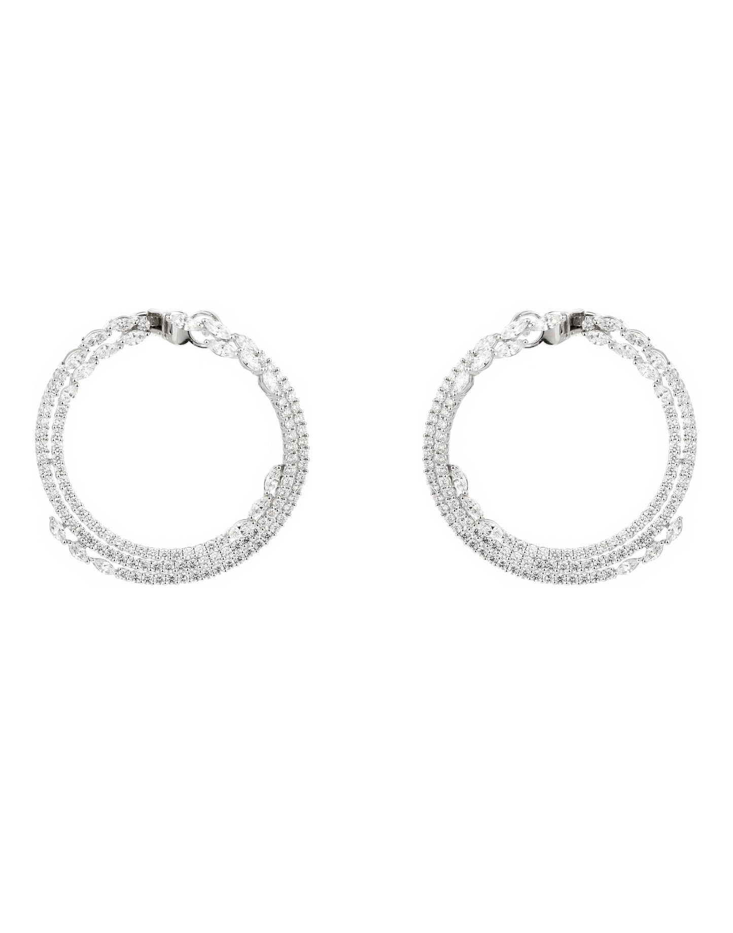 YEPREM JEWELLERY-Diamond Hoop Earrings-WHITE GOLD
