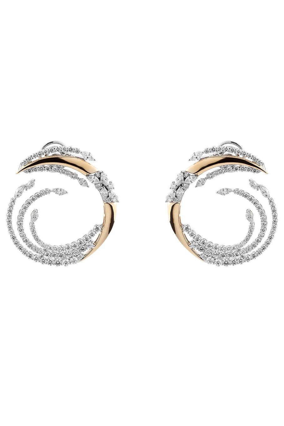 YEPREM JEWELLERY-Diamond Swirl Earrings-WHITE GOLD