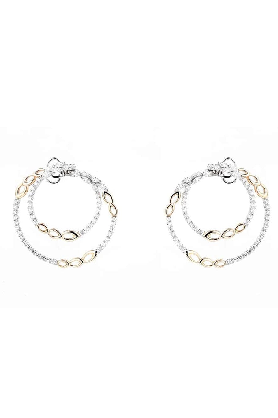 YEPREM JEWELLERY-Diamond Triple Link Earrings-WHITE GOLD