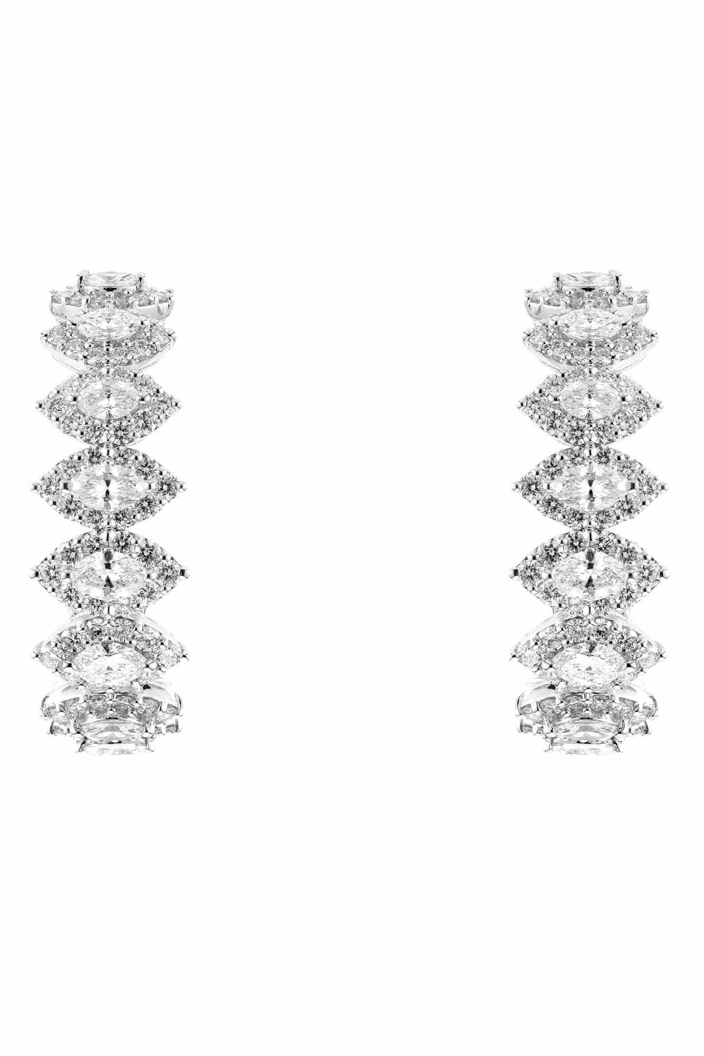 YEPREM JEWELLERY-Marquise Diamond Earclips-WHITE GOLD