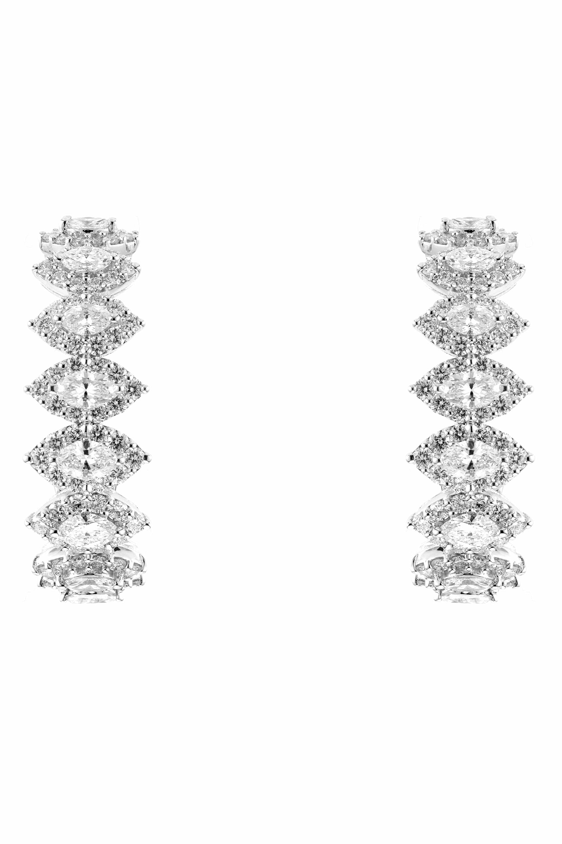 YEPREM JEWELLERY-Marquise Diamond Earclips-WHITE GOLD