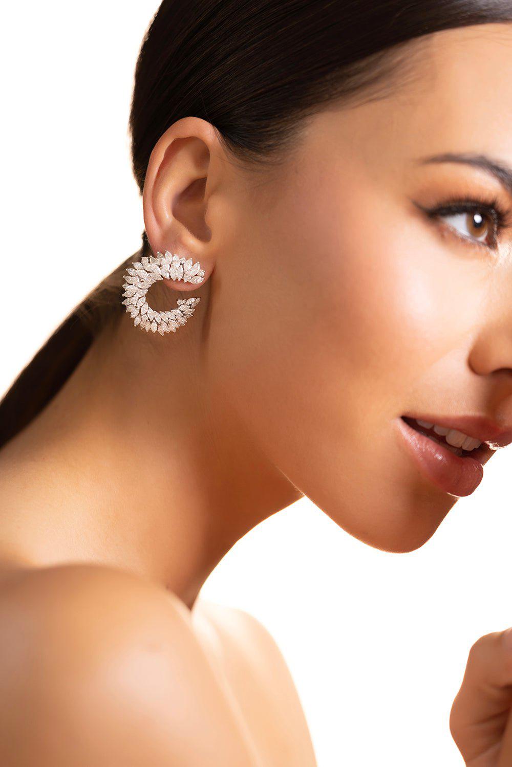 YEPREM JEWELLERY-Marquise Diamond Earrings-WHITE GOLD