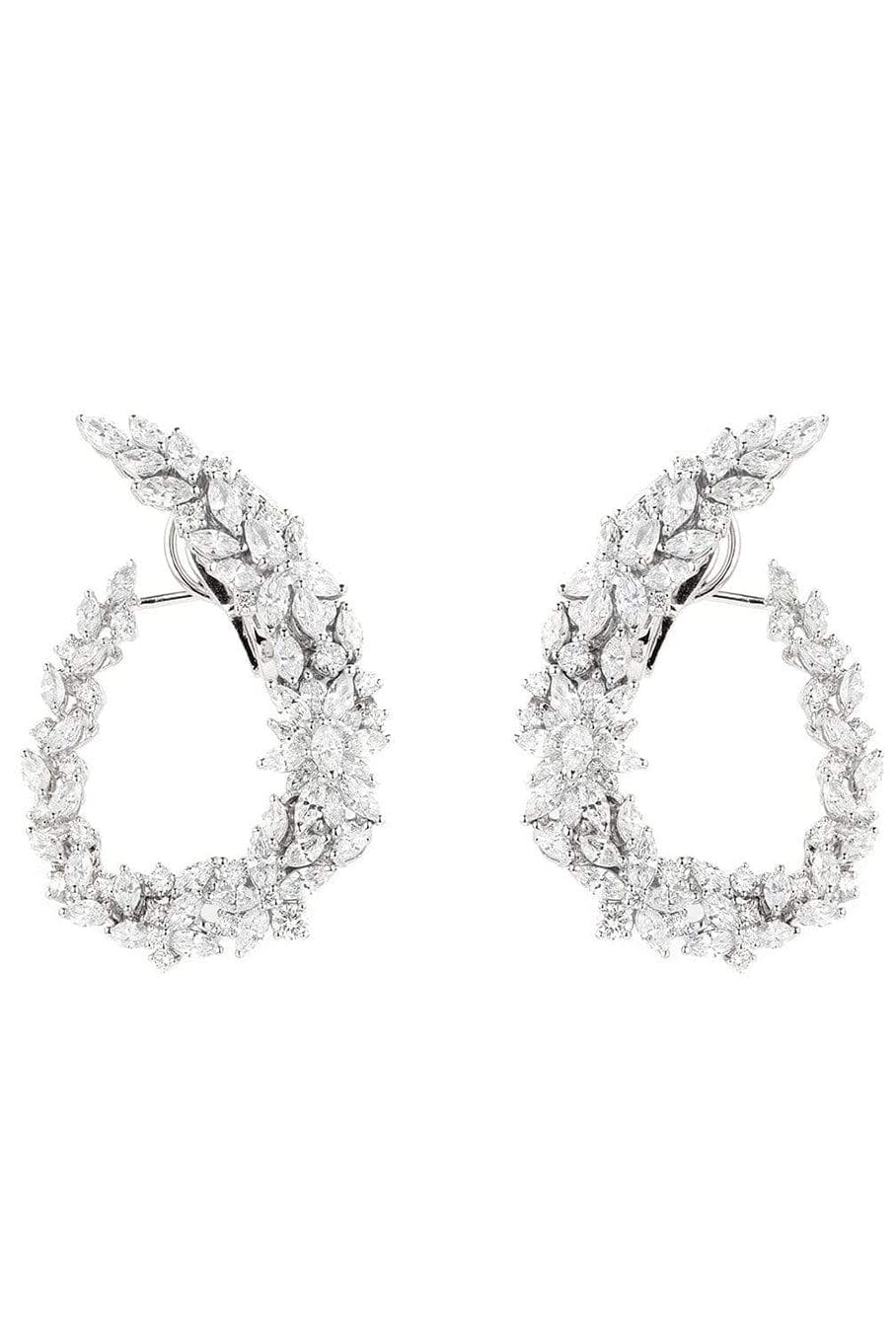YEPREM JEWELLERY-Multi Cut Diamond Loop Earrings-WHITE GOLD