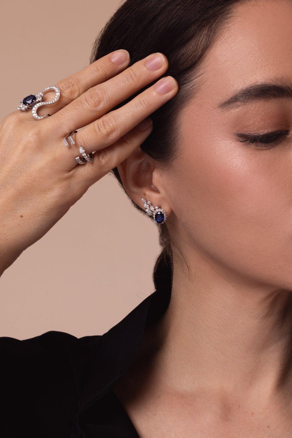 YEPREM JEWELLERY-Reign Supreme Stud Earrings-WHITE GOLD