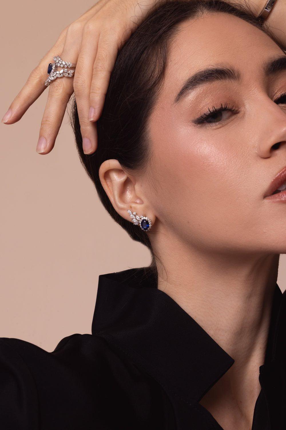 YEPREM JEWELLERY-Reign Supreme Stud Earrings-WHITE GOLD