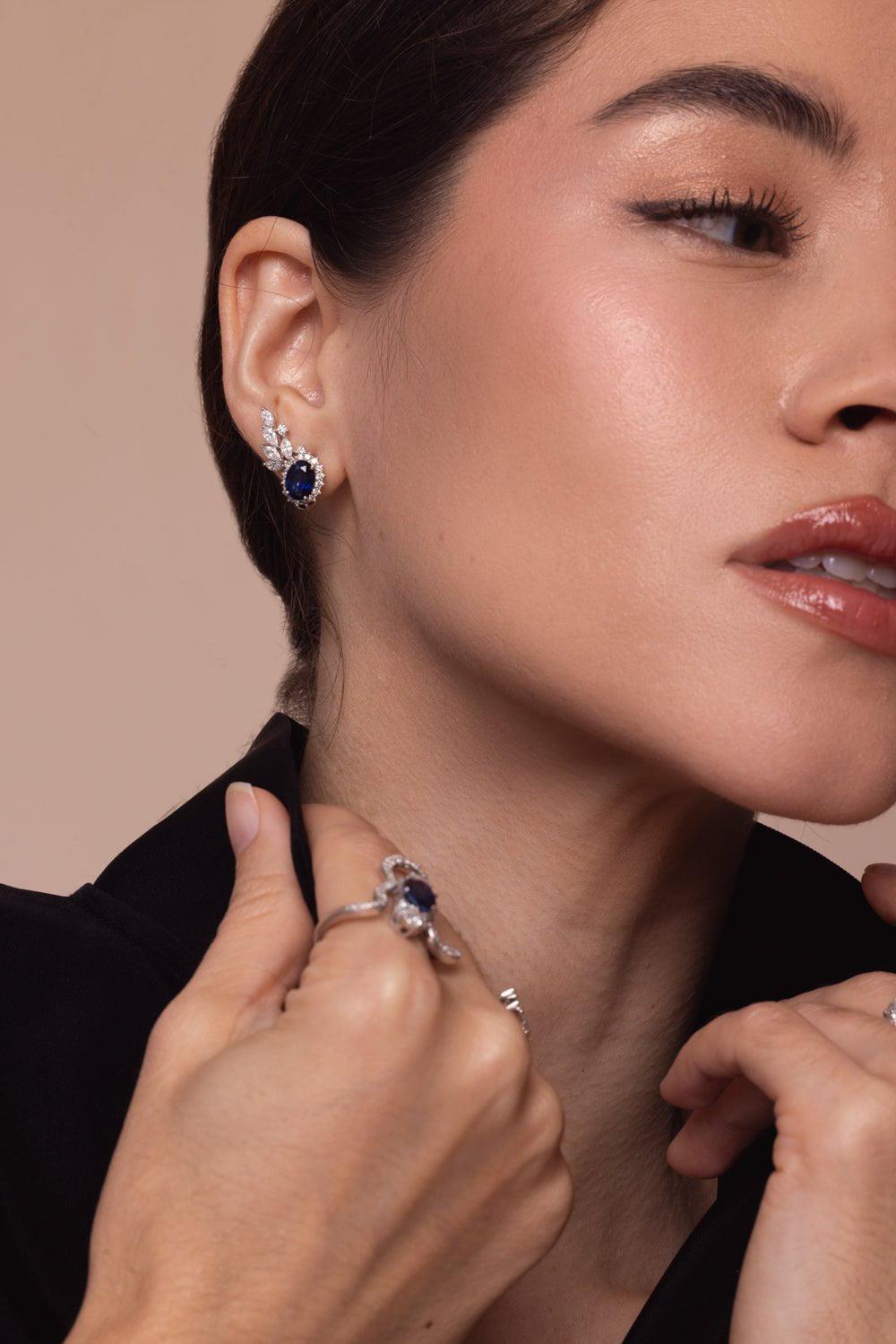 YEPREM JEWELLERY-Reign Supreme Stud Earrings-WHITE GOLD