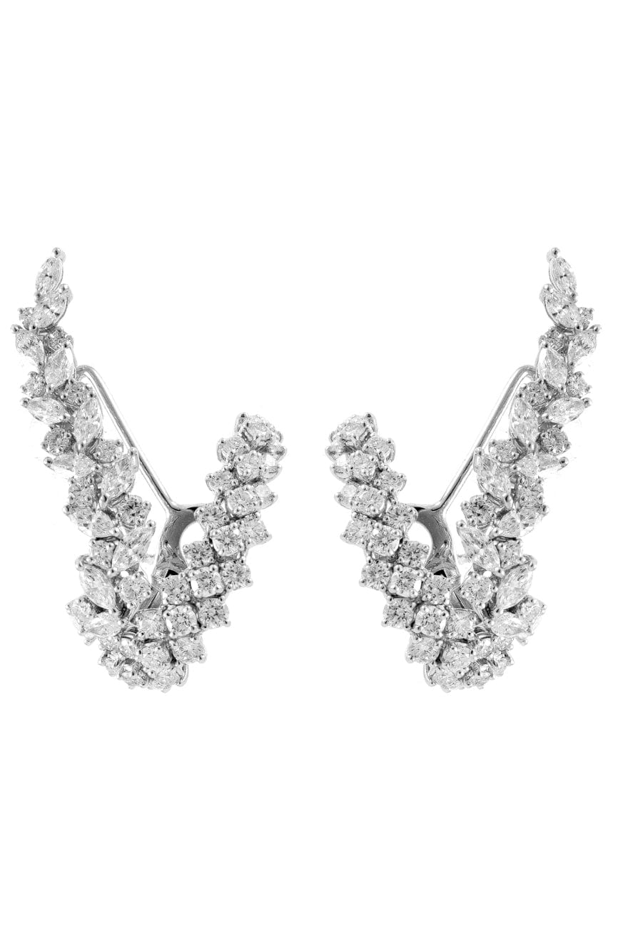 YEPREM JEWELLERY-Round and Marquise Diamond Earcrawlers-WHITE GOLD