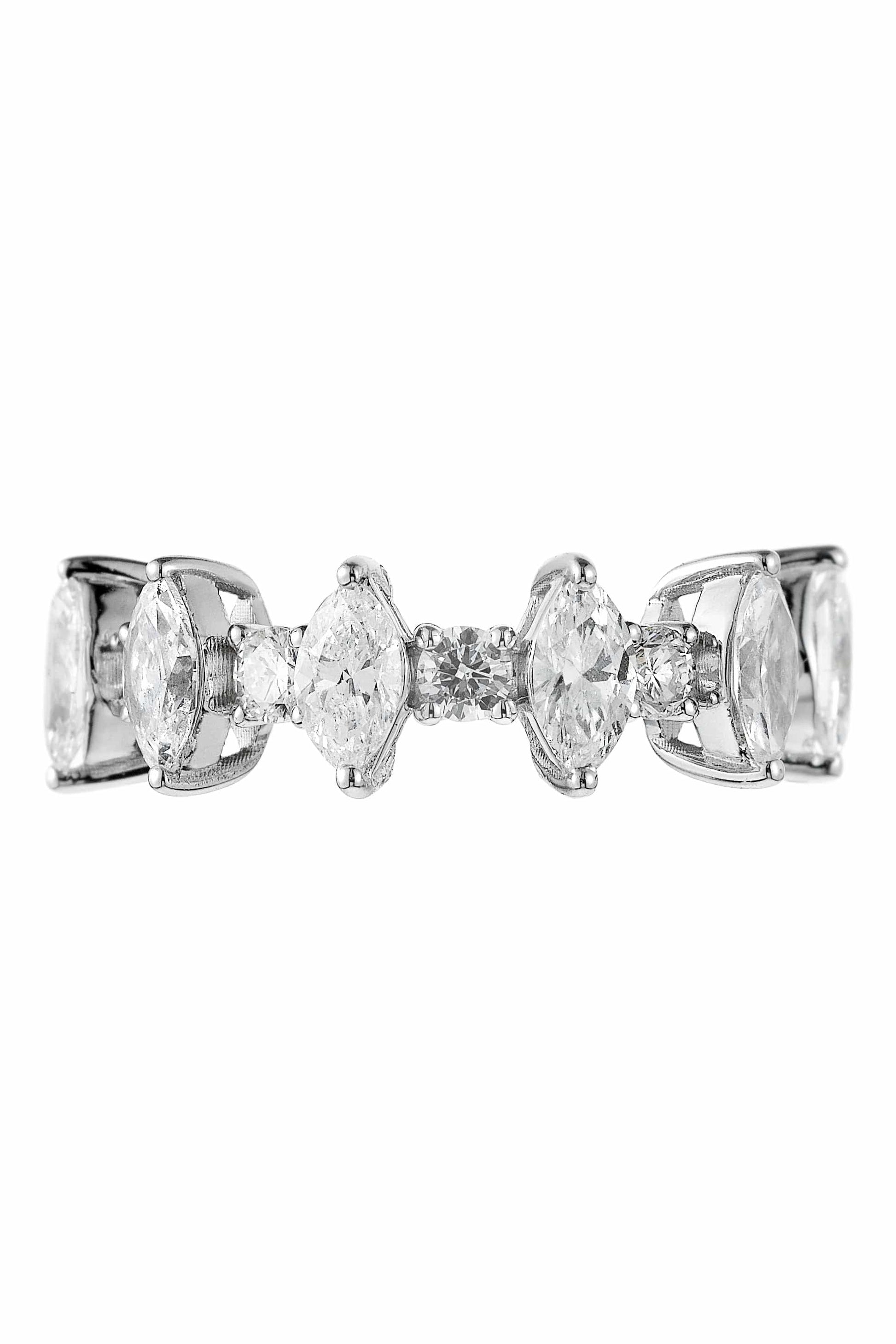 YEPREM JEWELLERY-Round and Marquise Diamond Earcuff-WHITE GOLD