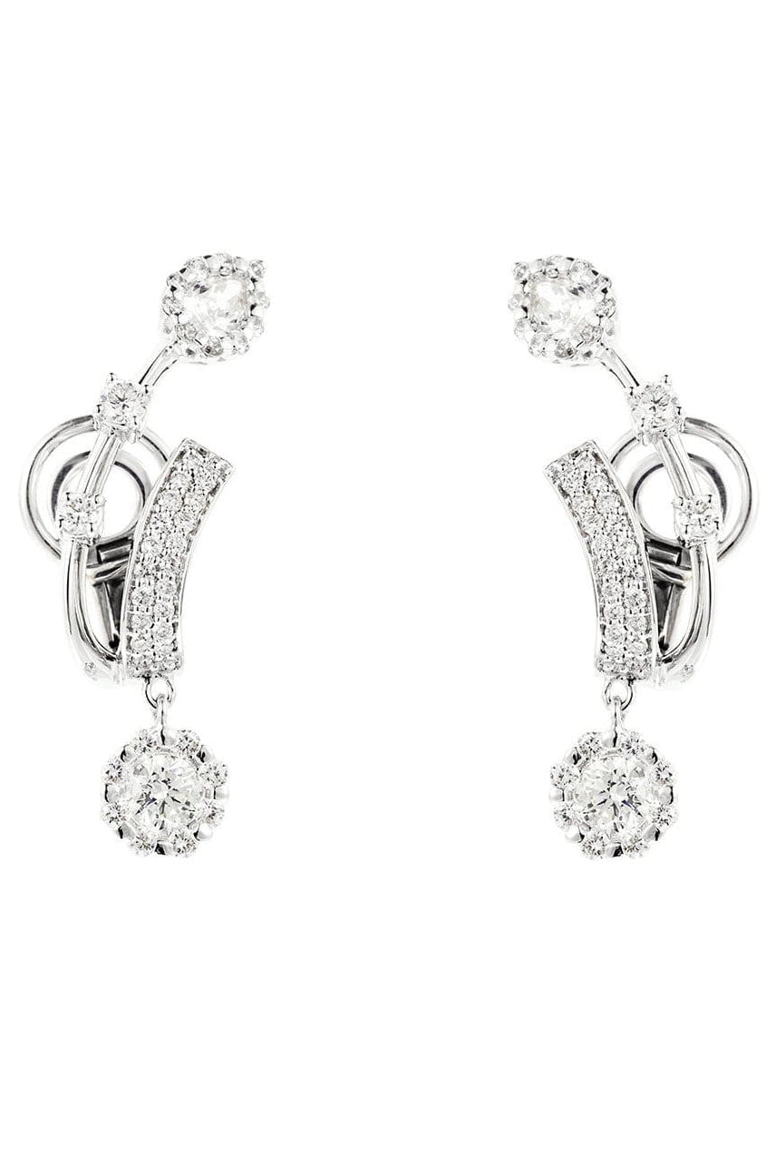 YEPREM JEWELLERY-Round and Pear Diamond Earrings-WHITE GOLD
