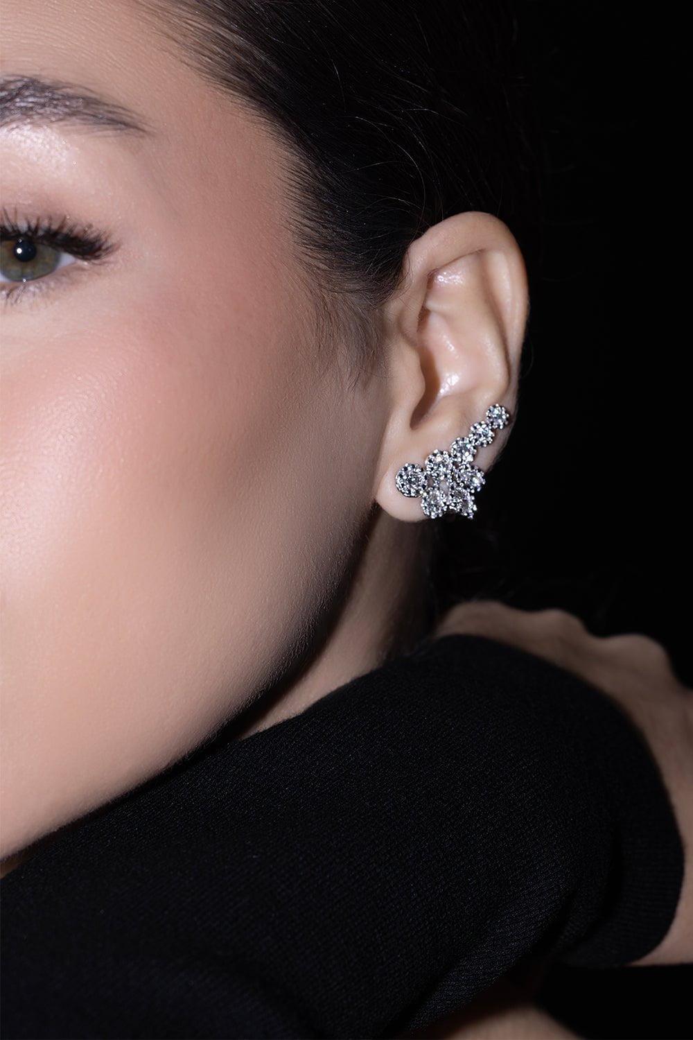 YEPREM JEWELLERY-Round Marquise Pear Diamond Earrings-WHITE GOLD