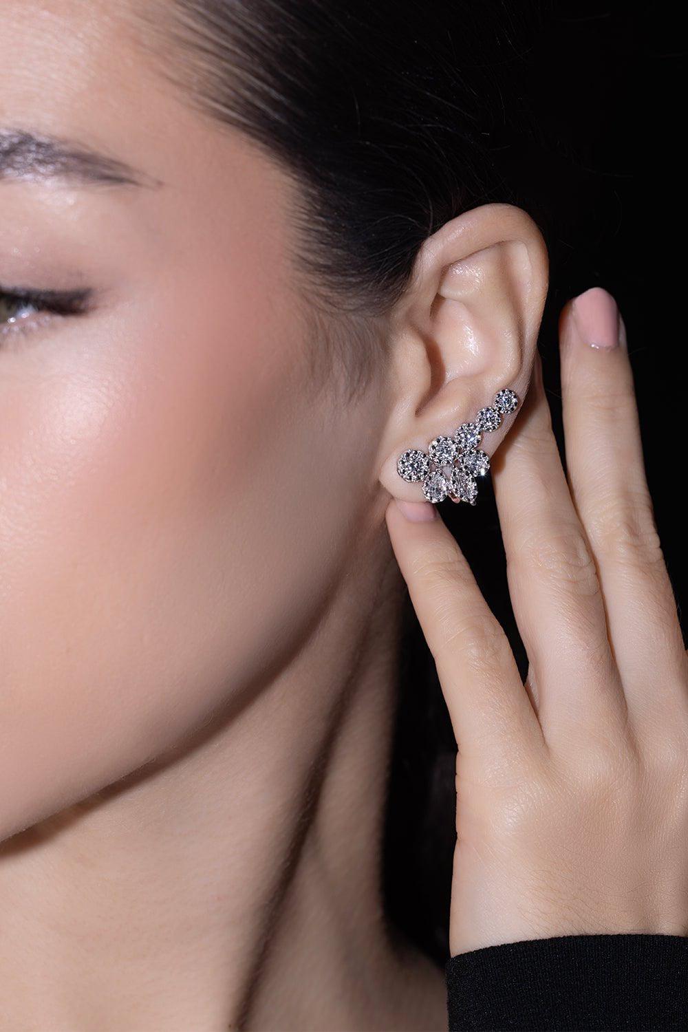 YEPREM JEWELLERY-Round Marquise Pear Diamond Earrings-WHITE GOLD