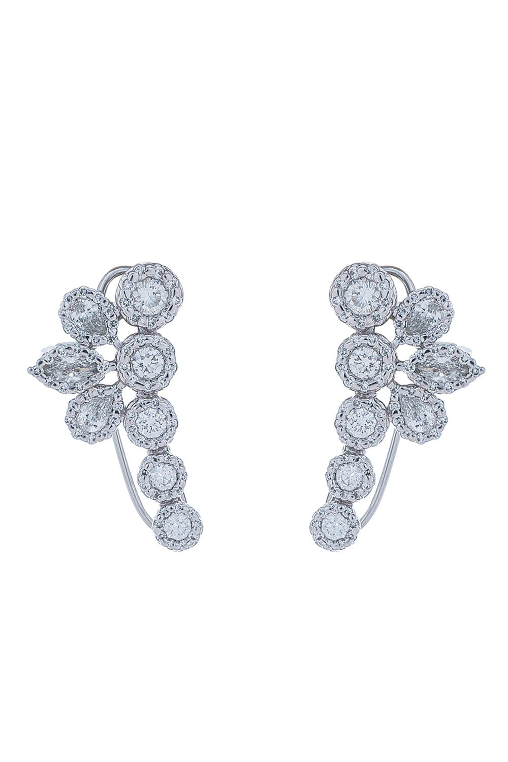 YEPREM JEWELLERY-Round Marquise Pear Diamond Earrings-WHITE GOLD